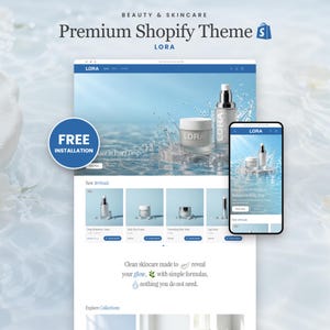 Tema de Shopify para cuidado de la piel, plantilla de Shopify de belleza natural para marcas de cosméticos y bienestar, plantilla web Lora