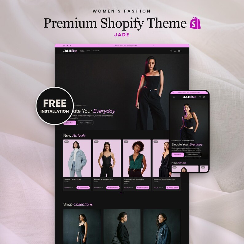 Fashion Shopify Theme, Women's Clothing and Accessories Shopify Template, Jade Boutique Website Template image 1