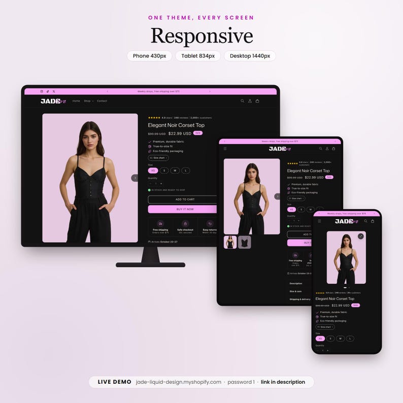 Fashion Shopify Theme, Women's Clothing and Accessories Shopify Template, Jade Boutique Website Template image 4