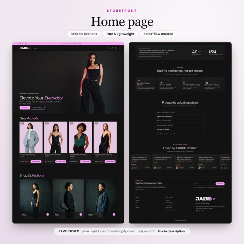 Fashion Shopify Theme, Women's Clothing and Accessories Shopify Template, Jade Boutique Website Template image 2