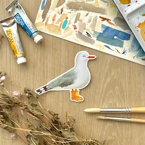 Seagull in Boots Vinyl Sticker