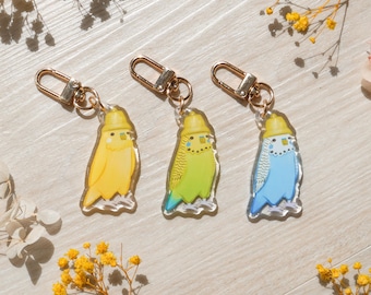 Charm acrílico para sombrero con cascabel de periquito, 3 colores