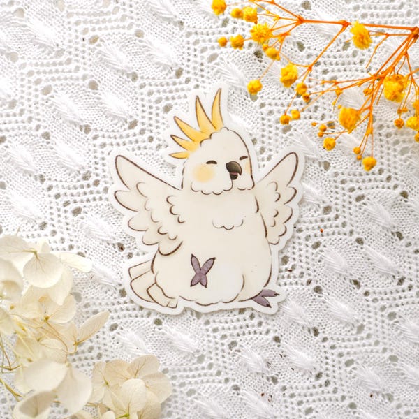 Sulphur Crested Cockatoo Vinyl Sticker, 2 Sizes