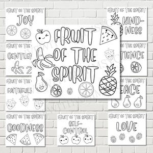 Set of 10 Fruit of the Spirit Coloring Pages  INSTANT DIGITAL DOWNLOAD