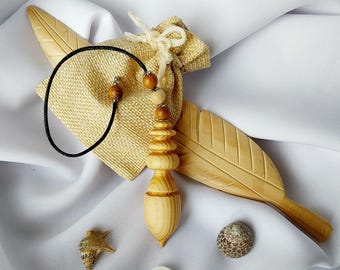 Péndulo de radiestesia/adivinación en madera de abeto