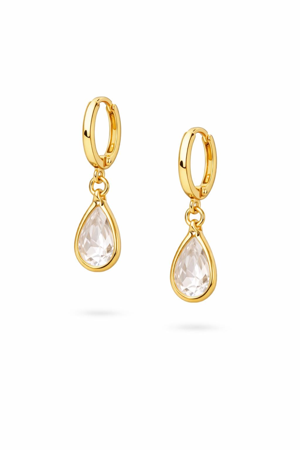Gold Teardrop CZ Earrings