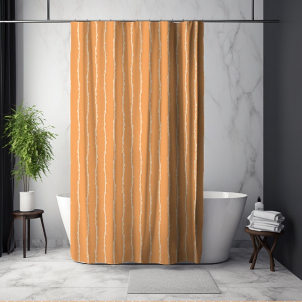 Sorbet Retro Bathroom Decor (Shower Curtain, Towels, Bath Mats), Orange Striped Towel, Retro Orange Striped Shower Curtain, Orange Rug