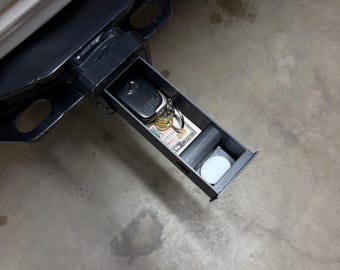 Hitch Hideaway | Discreet Hidden Storage Box for Vehicle Tow Hitch Receiver, 3D Printed, Black ASA, Sleek Design