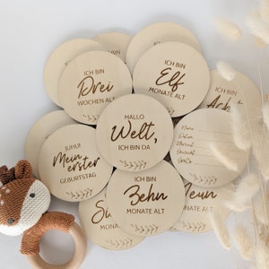 40 tarjetas de hitos sostenibles Bebé Mi primer año: regalo nacimiento, regalo bebé, regalo bebé, baby shower, regalo baby shower madera FSC