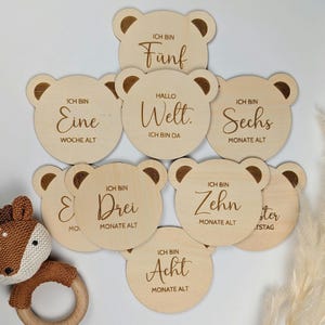 40 tarjetas de hitos sostenibles Bebé Mi primer año: regalo nacimiento, regalo bebé, regalo bebé, baby shower, regalo baby shower madera FSC