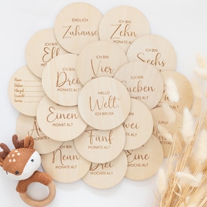 40 tarjetas de hitos sostenibles Bebé Mi primer año: regalo nacimiento, regalo bebé, regalo bebé, baby shower, regalo baby shower madera FSC