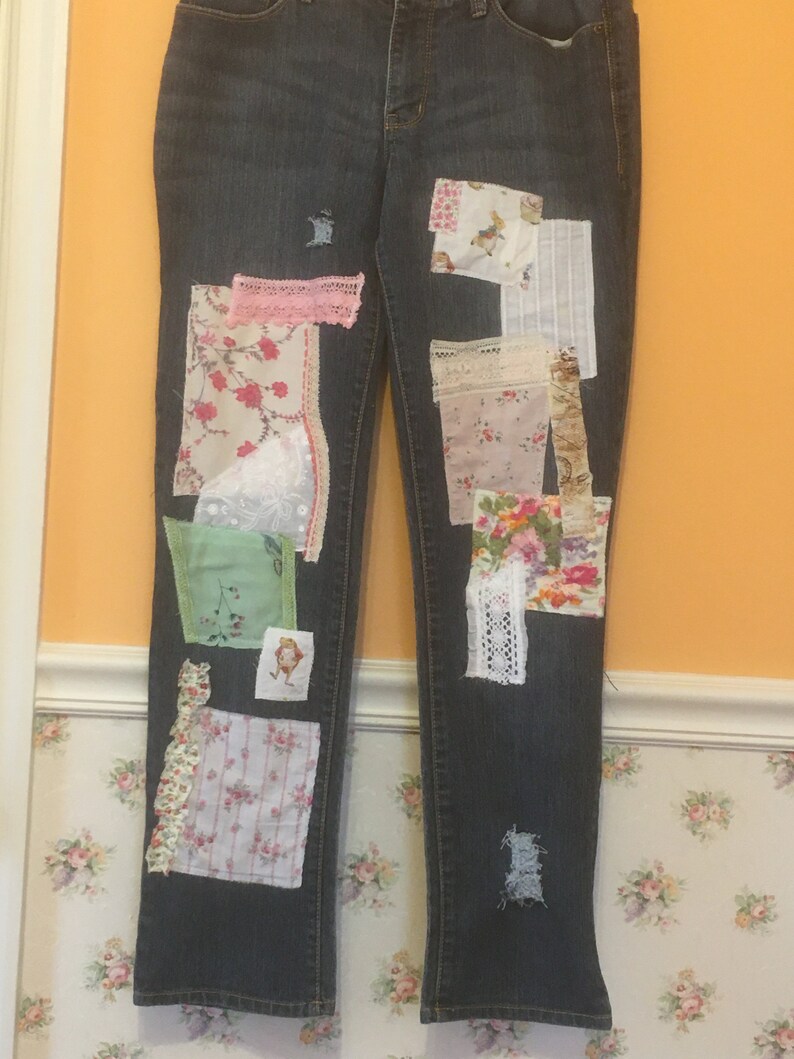 Upcycled Altered Patched Jeans SIZE 12 