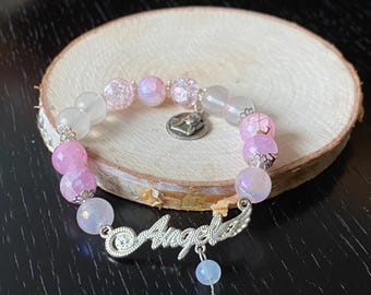 Angel charm glass beaded bracelet