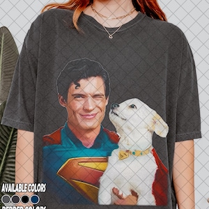Limited Comfort Colors Clark Kent und Krypto Hund Vintage T-Shirt, Super Dog T-Shirt, Superheld Shirt, Geschenk für Frauen und Mann Unisex T-Shirt