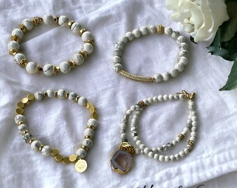 White Howlite and Gold