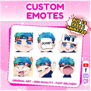Custom Premium Twitch Emotes & Sub Badges | Cute Chibi Anime Style Emotes for Streamers | Twitch, Facebook, Discord, Kick Emotes, Emotes YCH