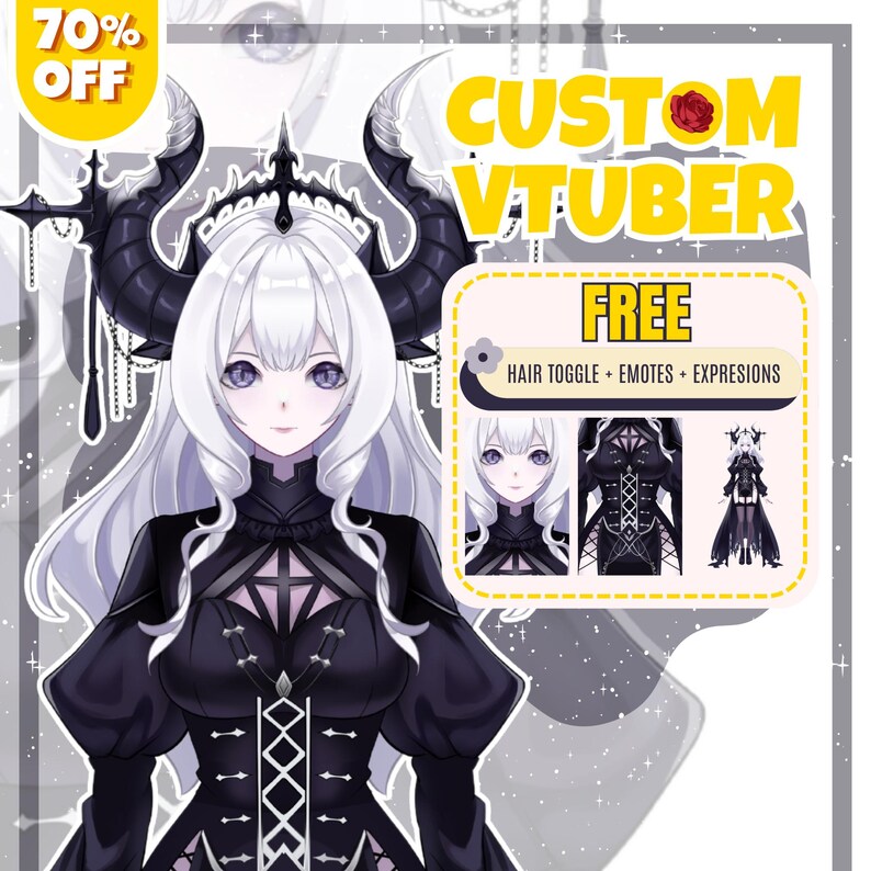 Custom VTuber model featuring a professionally designed anime avatar created for streamers, content creators, and virtual entertainers, perfect for Live2D rigging, PNGTuber use, Twitch streaming, YouTube content creation, and personal VTuber branding.