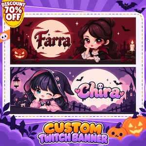 Custom Anime Twitch Banner | VTuber Streamer Header Design