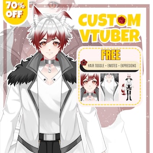 Custom VTuber model featuring a professionally designed anime avatar created for streamers, content creators, and virtual entertainers, perfect for Live2D rigging, PNGTuber use, Twitch streaming, YouTube content creation, and personal VTuber branding.