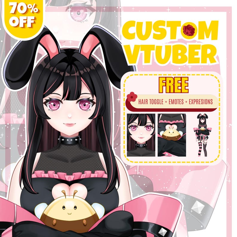 Custom VTuber model featuring a professionally designed anime avatar created for streamers, content creators, and virtual entertainers, perfect for Live2D rigging, PNGTuber use, Twitch streaming, YouTube content creation, and personal VTuber branding.