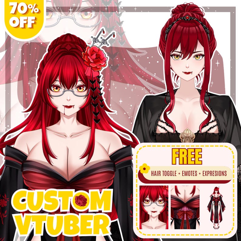 Custom VTuber model featuring a professionally designed anime avatar created for streamers, content creators, and virtual entertainers, perfect for Live2D rigging, PNGTuber use, Twitch streaming, YouTube content creation, and personal VTuber branding.