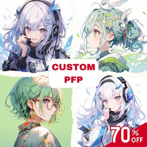 Custom Anime PFP, Anime Avatar, Custom PFP Character, Profile Picture Anime, Anime PFP, for Personalized Twitch Avatar, Anime Illustration