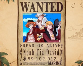 Custom One Piece Inspired Wanted Poster | Personalized Pirate Portrait | Unique Anime Gift (Digital File)
