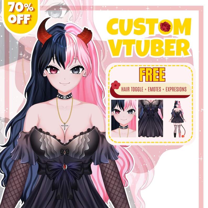 Custom VTuber model featuring a professionally designed anime avatar created for streamers, content creators, and virtual entertainers, perfect for Live2D rigging, PNGTuber use, Twitch streaming, YouTube content creation, and personal VTuber branding.