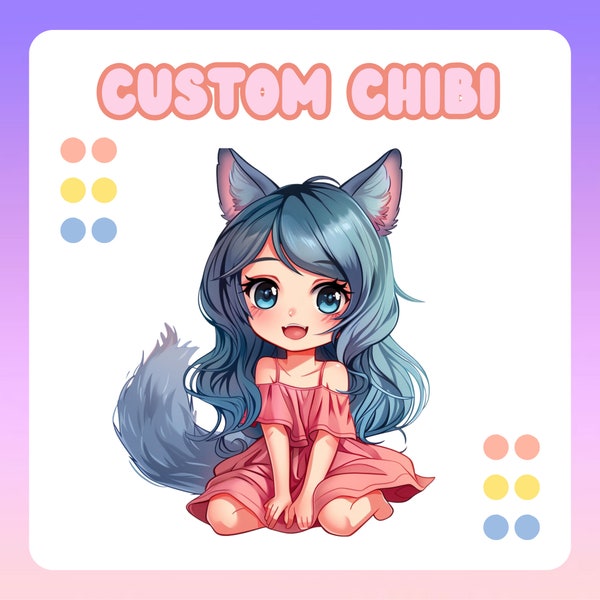 CUSTOM CHIBI, Chibi Character, Chibi Emotes, Cute Anime Chibi, Custom Chibi Commission, Chibi, Custom Portrait, Pet, Fanart, Anime Pngtuber