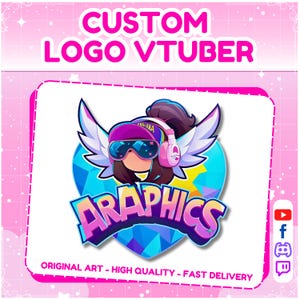 Logotipo personalizado do Vtuber, logotipo do Vtuber, comissão de logotipo, logotipo fofo do Vtuber, logotipo Kawaii, logotipo para Twitch, Discord, logotipo animado, logotipo para transmissão
