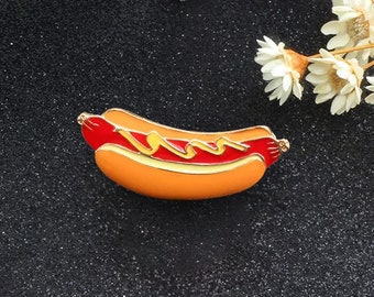 Hotdog enamel pin Hot dog lapel pin cute food badge jacket backpack pin