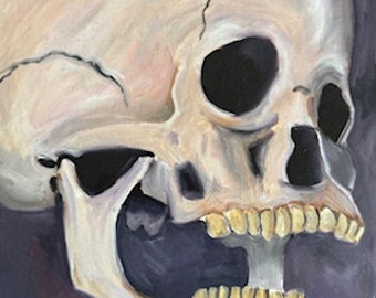 Skull Painting Oil on Cradled Panel 10x10