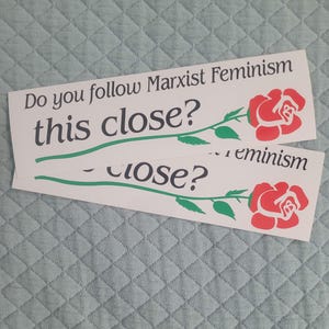 Volg je het marxistisch feminisme This Close TWEE Bumperstickers