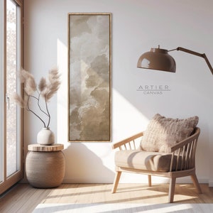 Moody Sky Framed Canvas Print: Long Vertical Vintage Cloud Wall Art