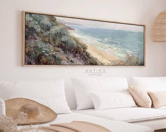 Framed Beach Seascape Canvas Print: Minimalist Coastal Wall Art
