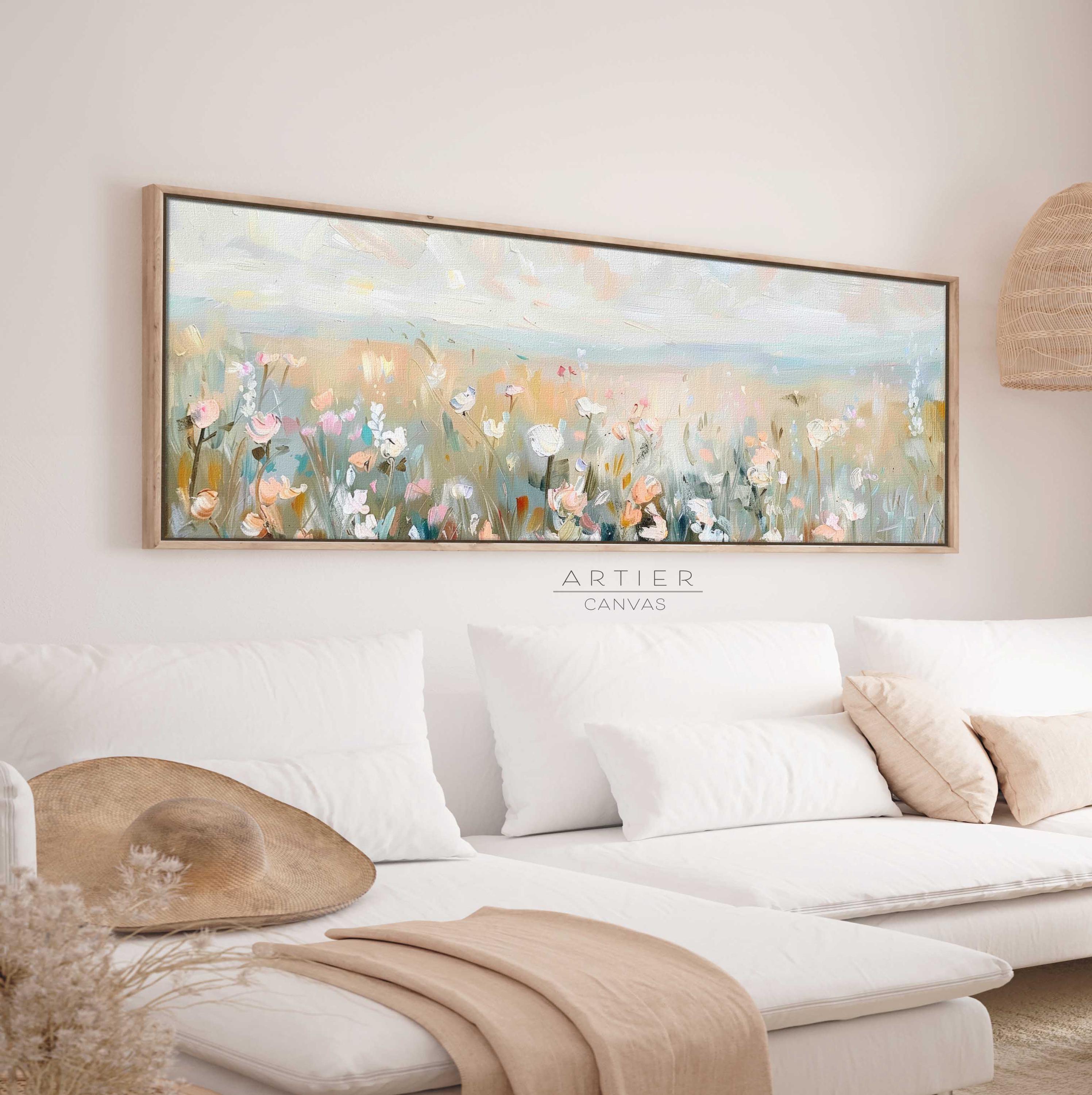 Abstract Floral Canvas Print: Spring Meadow Landscape Framed Wall Art