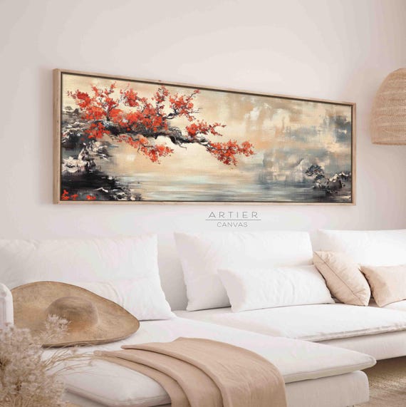 インテリア壁掛け キャンバス プリント 絵画 額入り日本の花風景