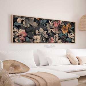 Floral Framed Canvas Print: Dark Academia Botanical Wall Art