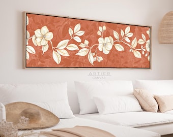 Blumendruck auf Leinwand: Vintage Terracotta Textile Wandkunst
