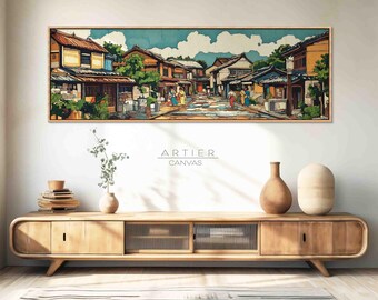 Framed Japanese Street View Canvas Print, Long Narrow
