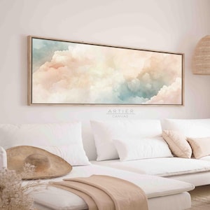 Moody Cloudscape Framed Canvas Print: Long Horizontal Serene Wall Art