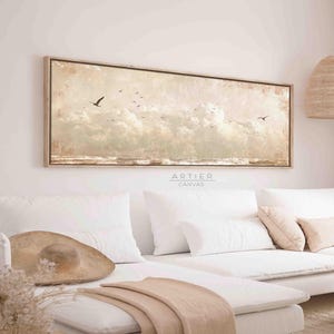 Cream Beige 3D Texture Art Abstract Ocean Waves Painting on