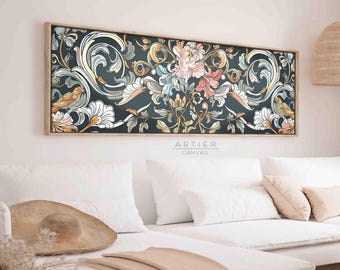 Art Nouveau Floral Tapestry Print: Japanese Landscape Framed Canvas