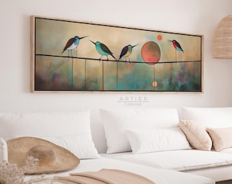 Mid Century Modern Birds on Wire Framed Wall Art - Etsy