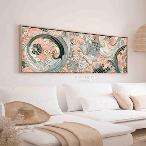 Art Nouveau Floral Tapestry Print: Japanese Landscape Framed Canvas