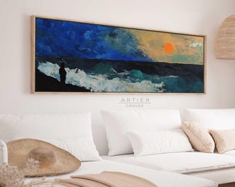 Coastal Sunset Canvas Print: Moody Seascape Painting, Nautical Wall Art