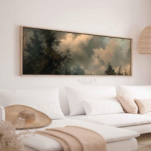 Framed Forest Canvas Print: Long Horizontal Sky View Wall Decor