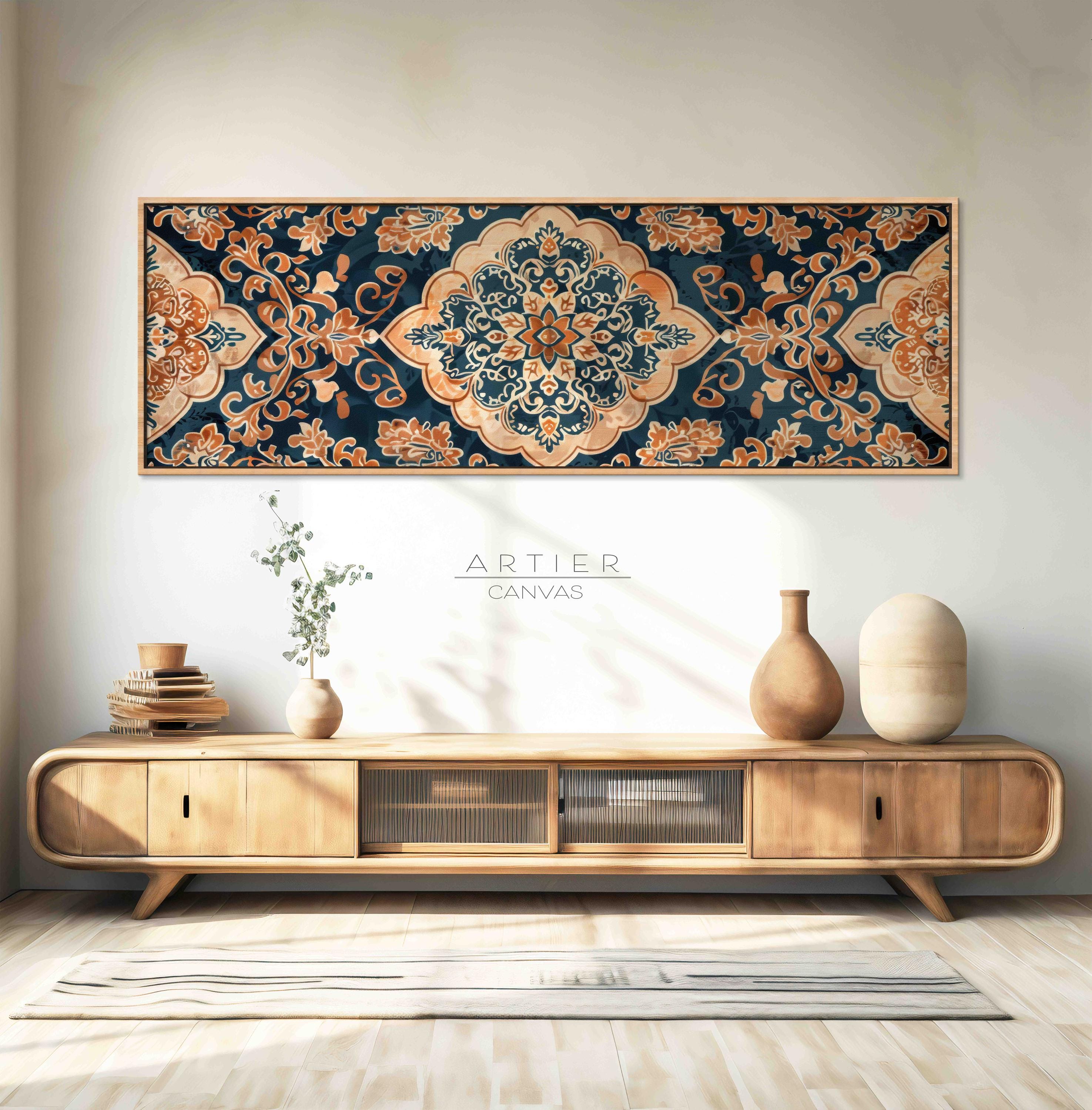 Framed Batik Tapestry Canvas Print: Vintage Balinese Textile Wall