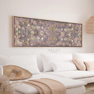 Framed Floral Tapestry Canvas Print: Vintage Anatolian Rug Art
