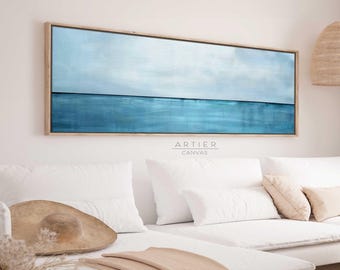Minimalist Seascape Canvas Print: Panoramic Horizon View, Framed Wall Art